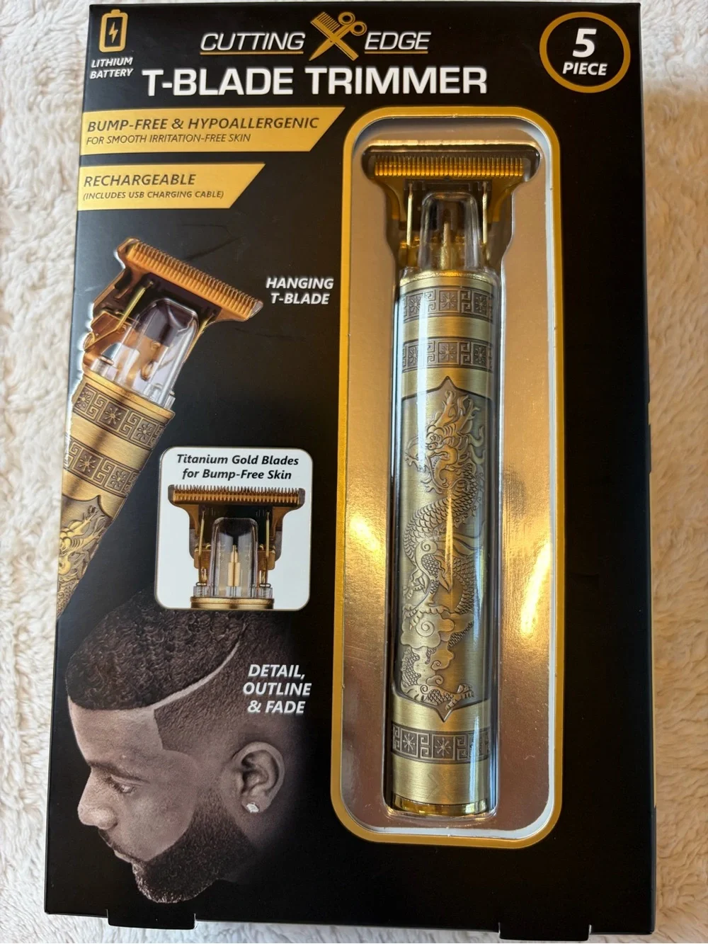 Gold T-Blade Trimmer – Rechargeable Men’s Grooming Tool
